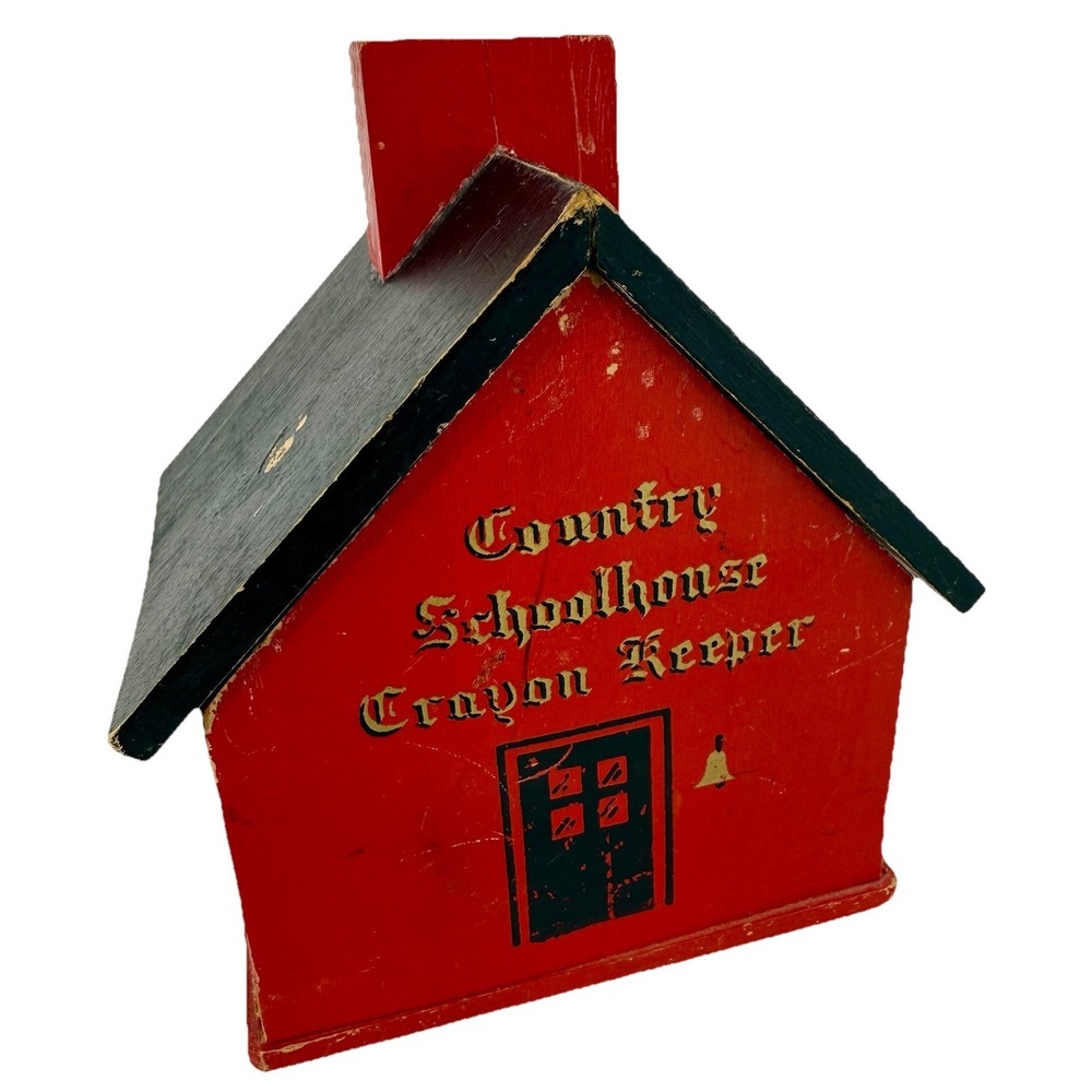 Vintage Country School House Crayon Keeper Removable Roof‎ Rare